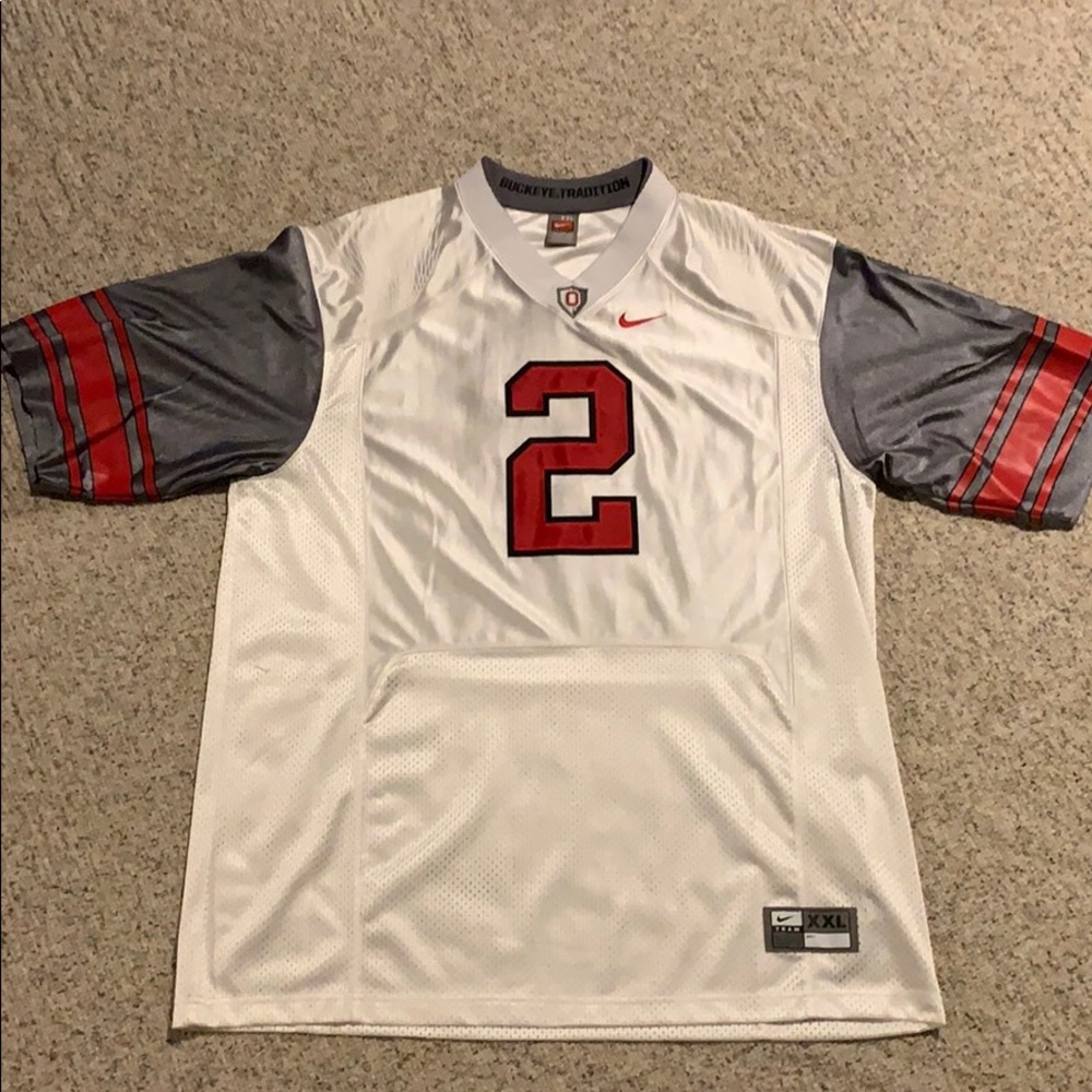 Nike White and Gray Jersey with Red Accents